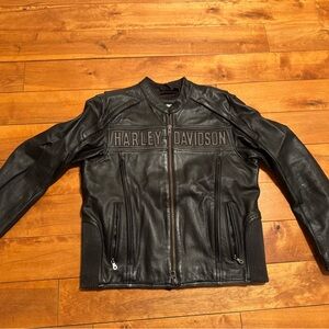 Harley-Davidson Black Leather Bomber Jacket